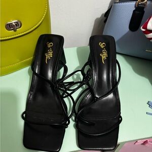 So Me Black Strappy Heels
